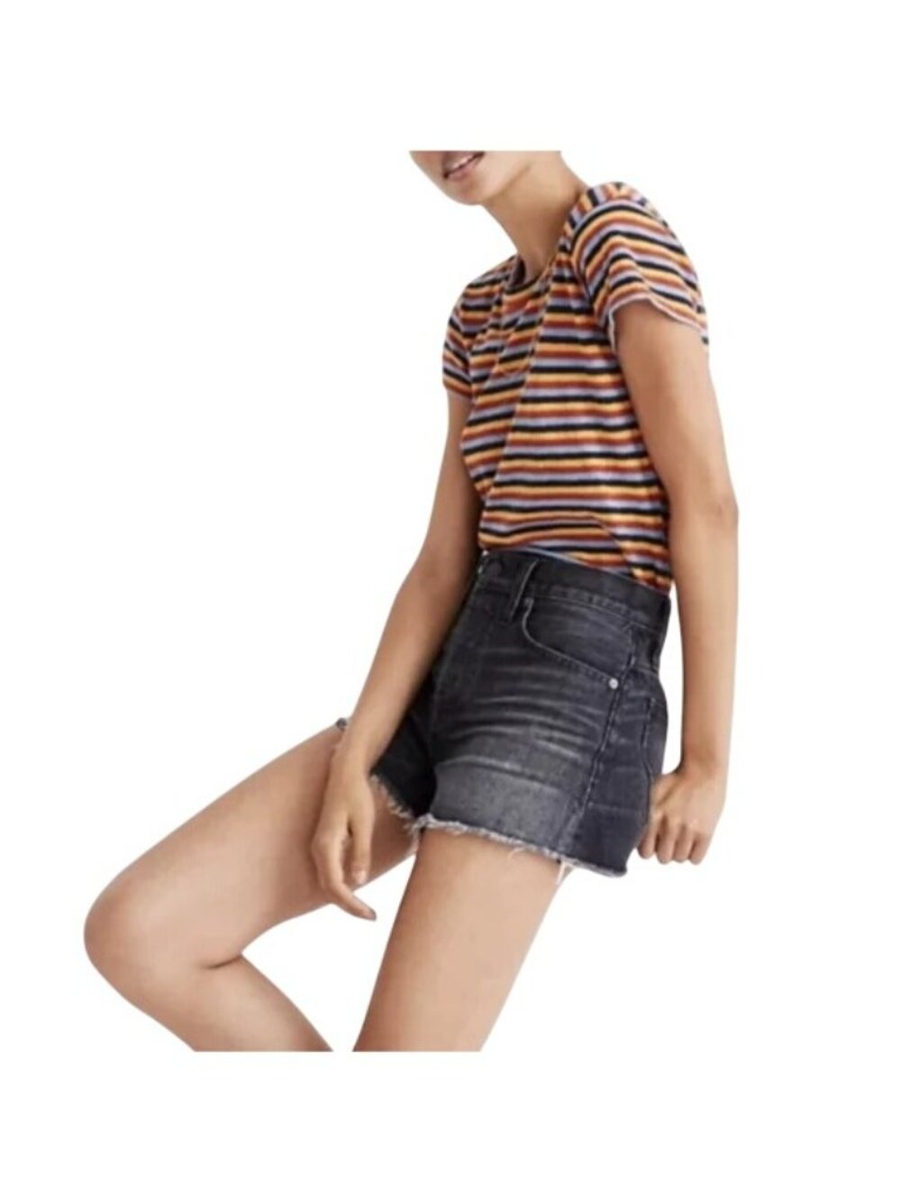 Madewell Black Relaxed Denim Shorts - Picture 2 of 8